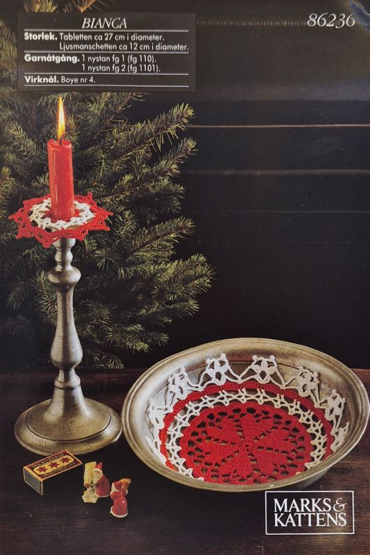 Duk och Ljusmanschett Jul - Virkmönster Marks&Katten 86236