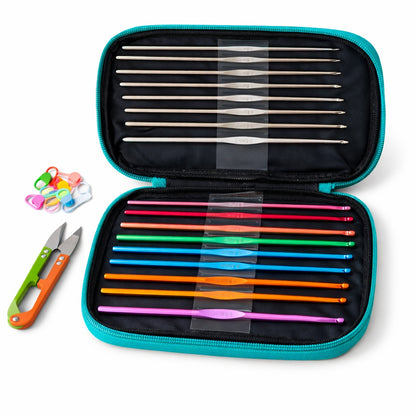 Virkset_etui_40_delar_turkos present 