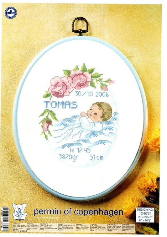 👶 Broderi Kit Dop Permin - Komplett Set 20x26cm - NavaGarn