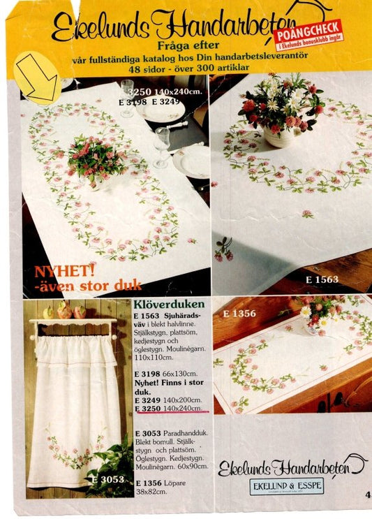 🍀 Broderiduk Klöver Ekelunds E3250 - Bomullsduk 140x240cm - NavaGarn