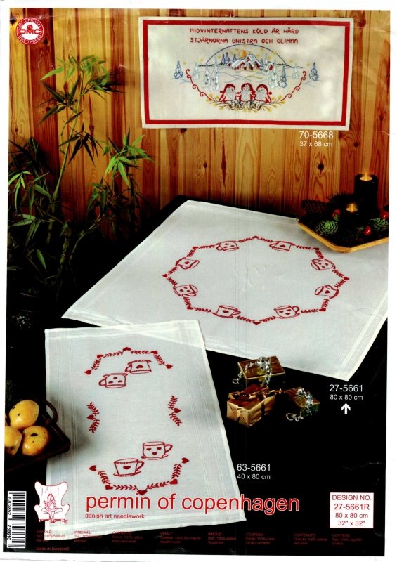 ☕ Duk Med Kaffekoppar Permin 27 - 5661 - Bomull 80x80cm - NavaGarn