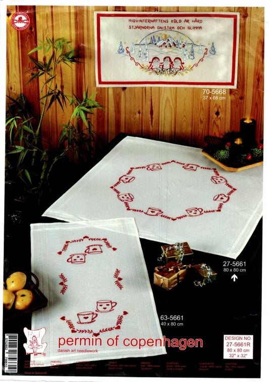 ☕ Duk Med Kaffekoppar Permin 27 - 5661 - Bomull 80x80cm - NavaGarn