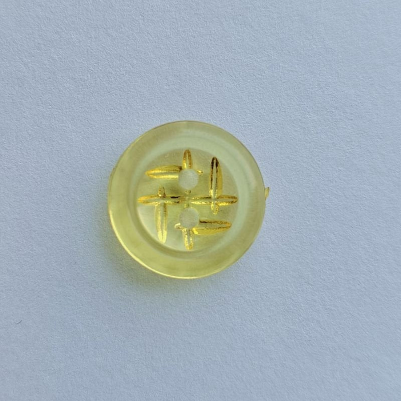 Genomskinlig Gul Vintage Knapp 15mm - 2 - hål Retro Design - NavaGarn