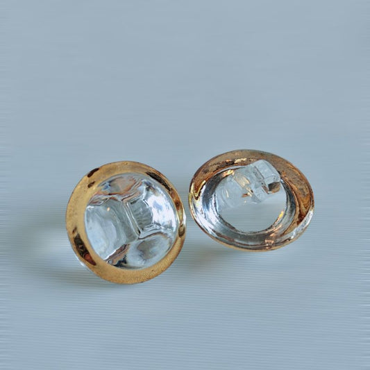 Genomskinlig Knapp med Guldram 12mm - Kupolformad Vintage - NavaGarn