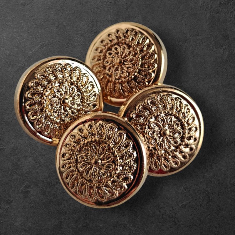 Guld Vintage Knapp 20mm - Undersydd Plastknapp med Guldfinish - NavaGarn