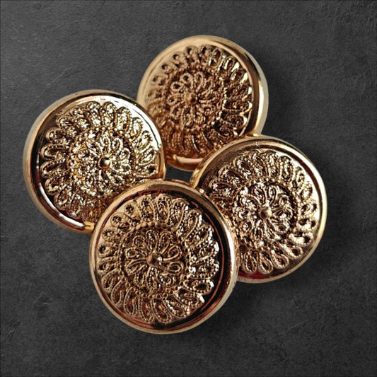 Guld Vintage Knapp 20mm - Undersydd Plastknapp med Guldfinish - NavaGarn