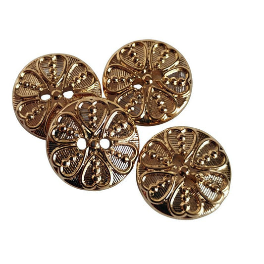 Guldknapp med 6 Hjärtan - 2 - hål Vintage Design - NavaGarn