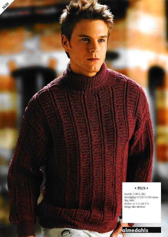 Herrtröja 3630 Almedahls - Elegant Stickmönster Digital Nedladdning - NavaGarn