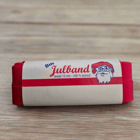 Julband Röd - Premium Bomullsband för Julpyssel 13mm x 8m - NavaGarn