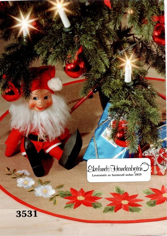 🎄 Julgransmatta Ekelunds 3531 - Juteväv 100cm Broderi - NavaGarn