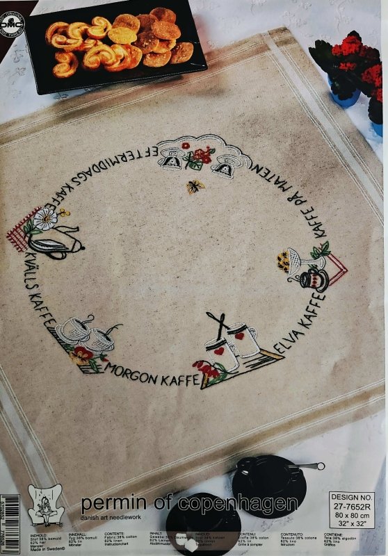 ☕ Kaffeduk Linne Permin - Bomull/Lin 80x80cm - NavaGarn