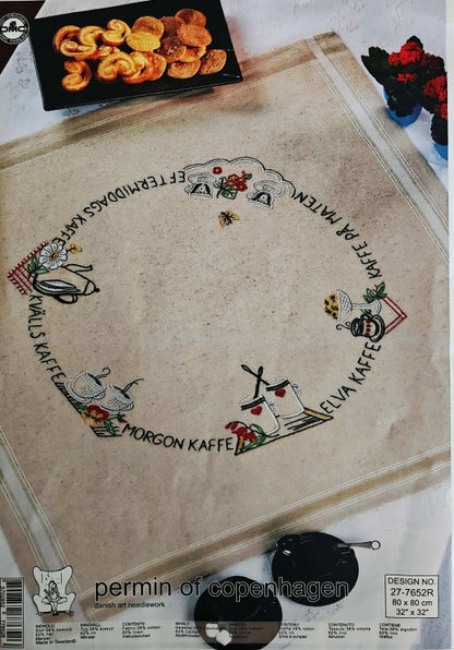 ☕ Kaffeduk Linne Permin - Bomull/Lin 80x80cm - NavaGarn
