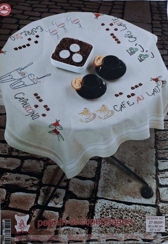 Kaffeduk Permin - Kaffe På Olika Språk 80x80cm ☕ - NavaGarn