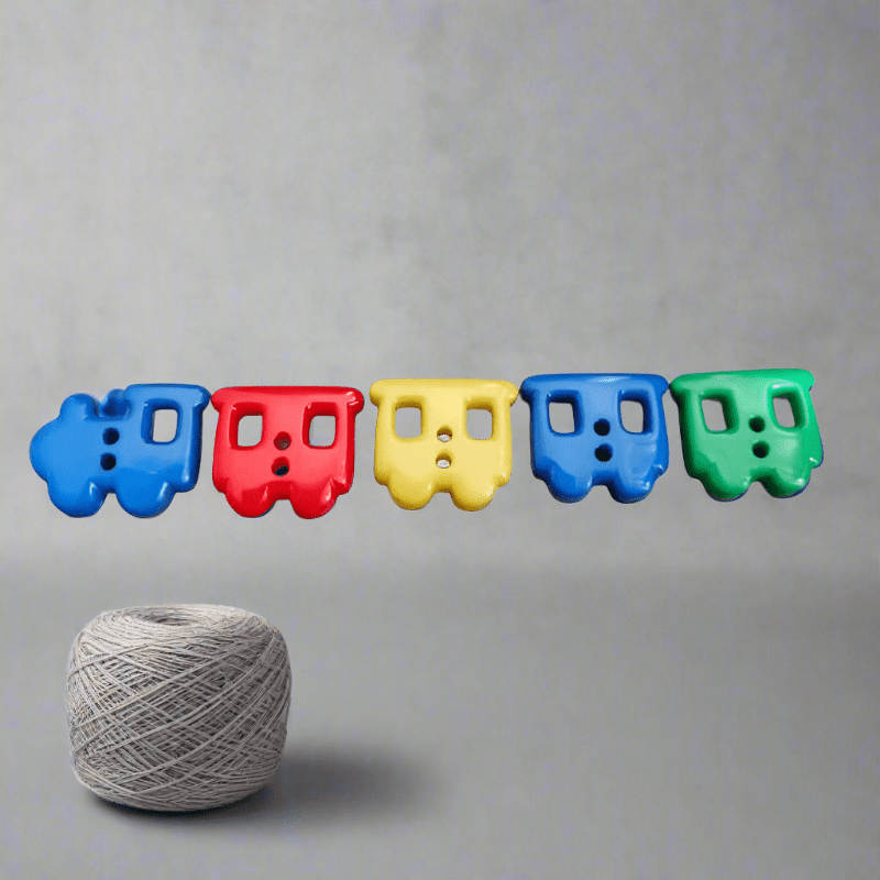 Lok med Vagnar Knappar - Charmigt Tågset 5st Barnknappar 15mm - NavaGarn