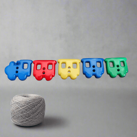 Lok med Vagnar Knappar - Charmigt Tågset 5st Barnknappar 15mm - NavaGarn