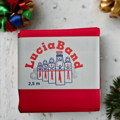 Luciaband Röd - Elegant Satinband för Lucia och Tärnor (40mm & 75mm) - NavaGarn