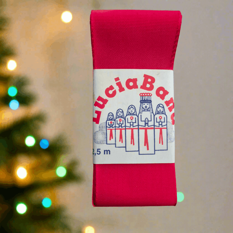 Luciaband Röd - Elegant Satinband för Lucia och Tärnor (40mm & 75mm) - NavaGarn