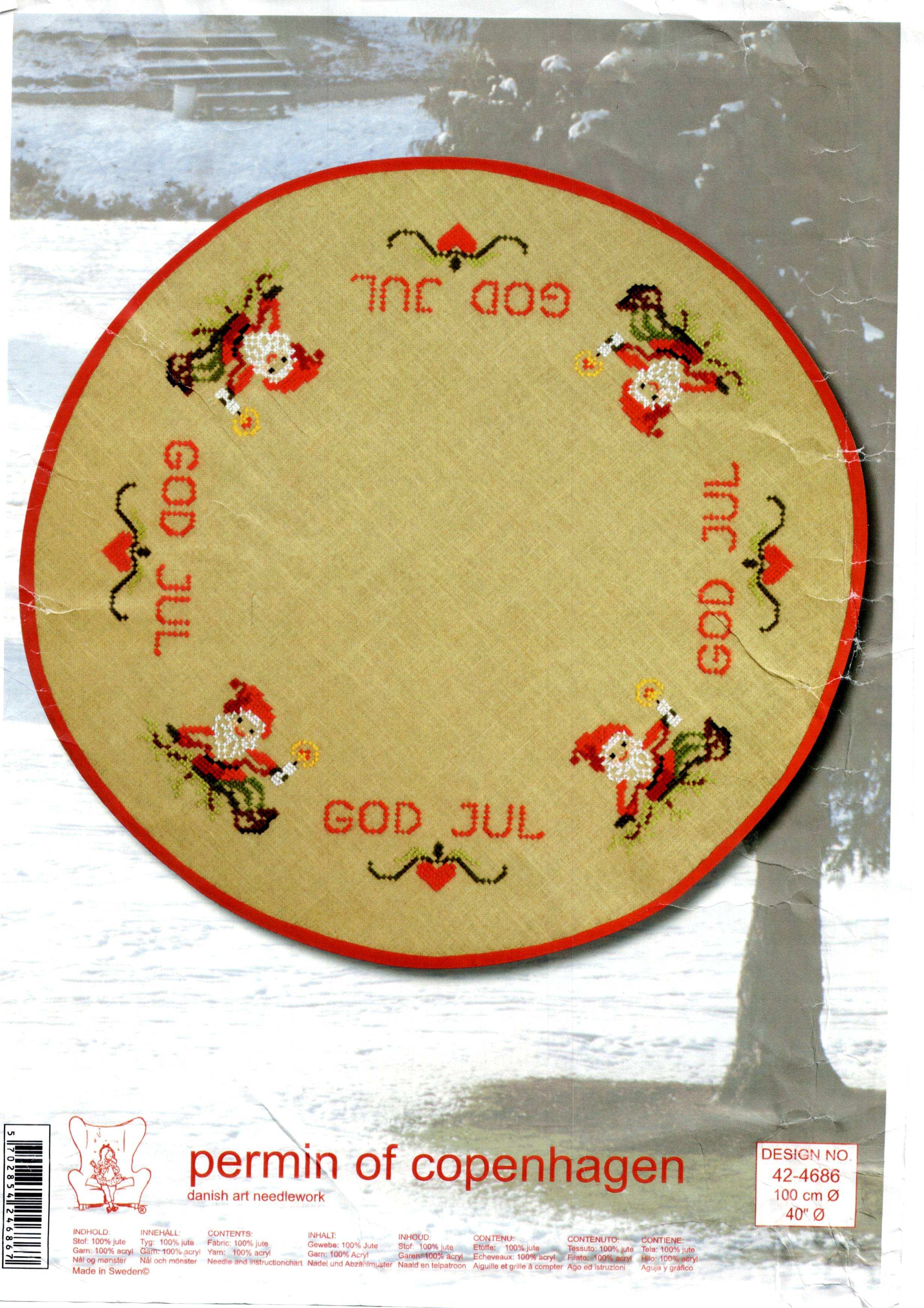 🎄 Julgransmatta Permin 42-4686 - Juteväv Korsstygn 100cm