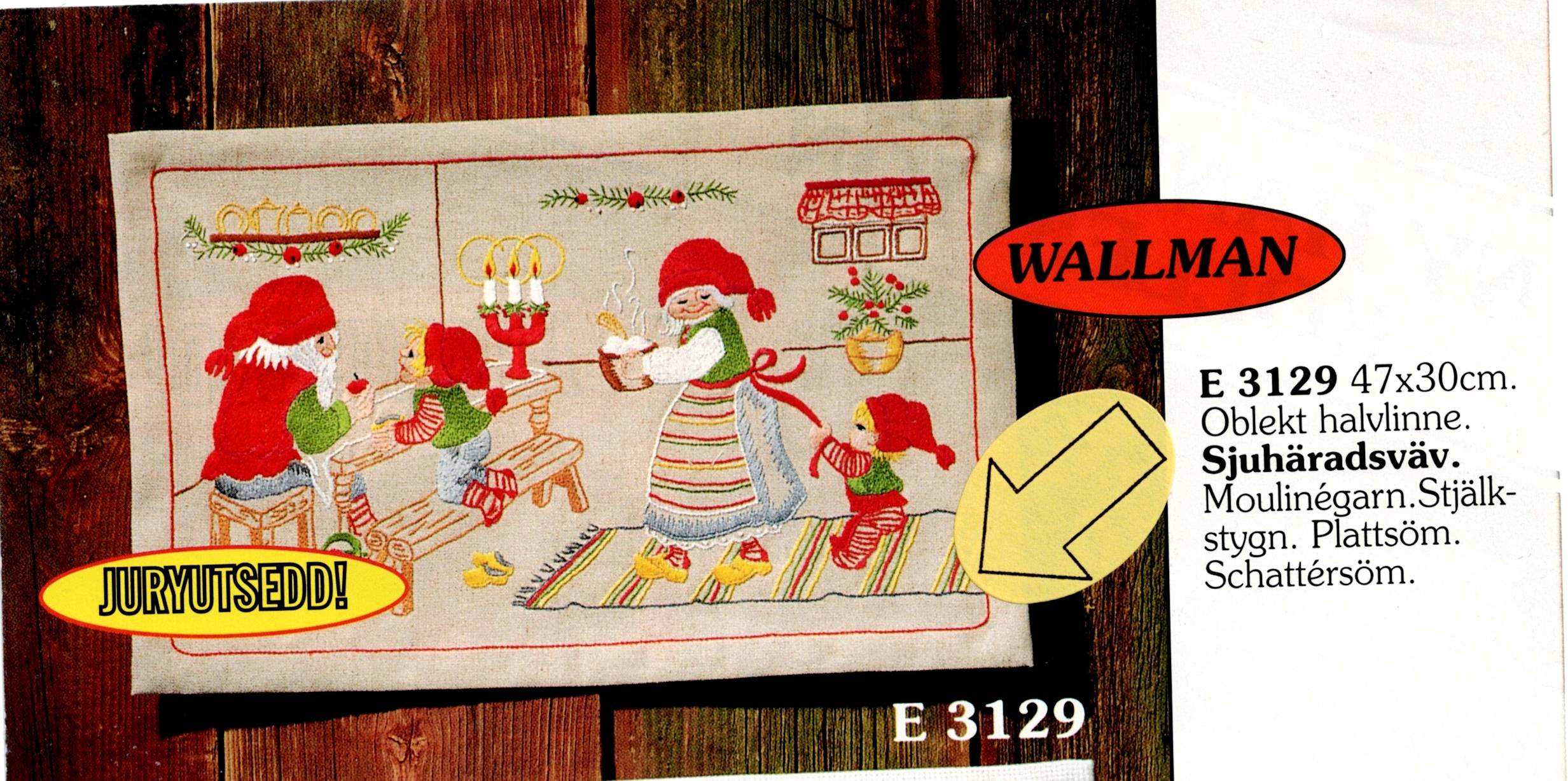 🎄 Wallman Väggbonad Ekelunds E2064 - Tomtar 12x38cm Med Klocka