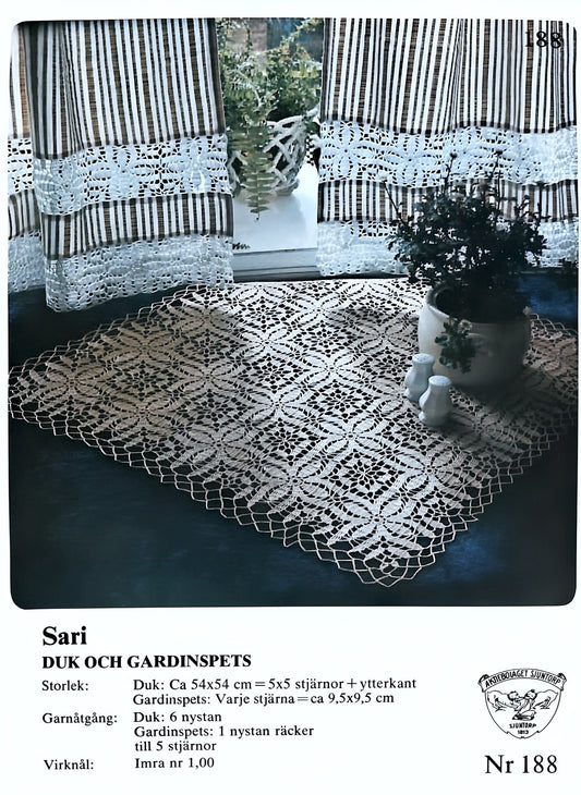 Vintage virkmönster – Gardinspets | Sjuntorp 188 | Original mönster