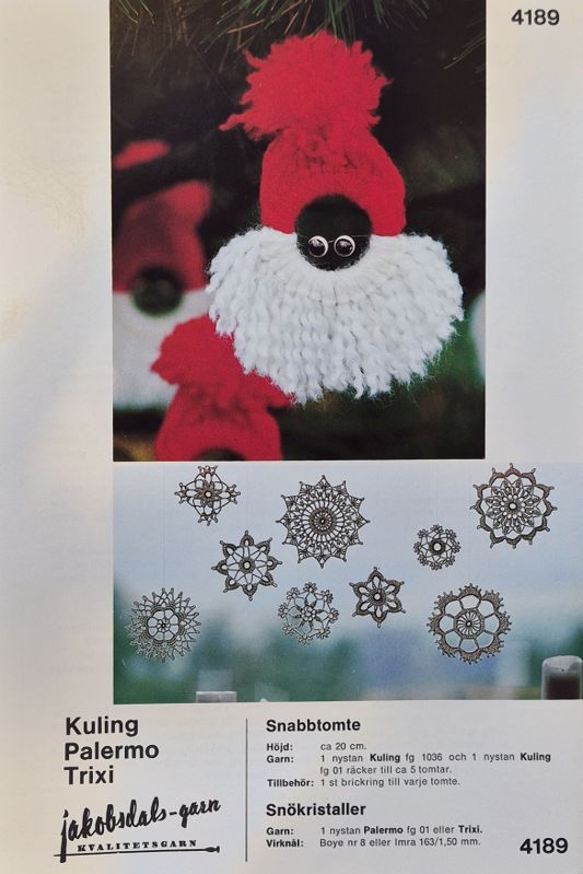 Tomte och Julstjärnor - Virkmönster Jacobsdals-garn 4189