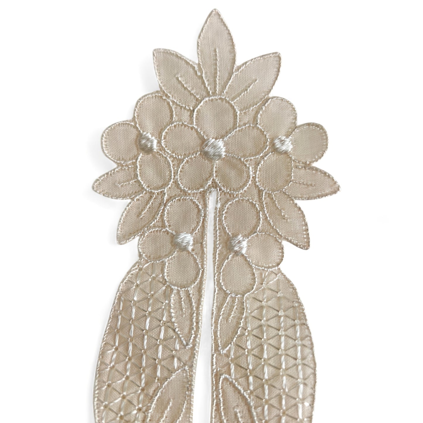 Vintage spetsapplikation beige blommotiv – 2-pack broderad spets för sömnad & DIY
