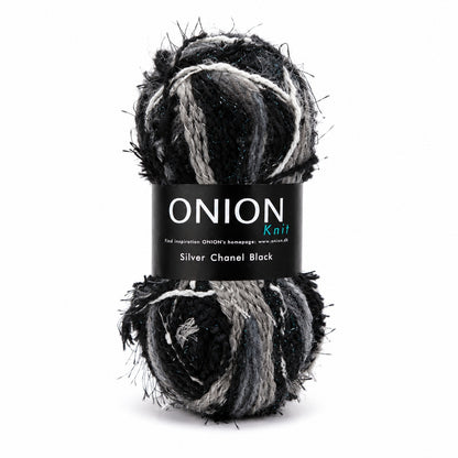 Onion Knit Silver Chanel Black - Lyxigt Glittergarn 60g