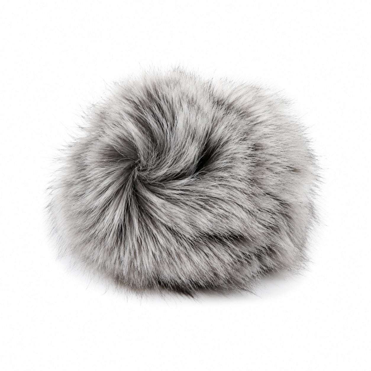 Pompom av äkta silverräv – natur, ca 10 cm