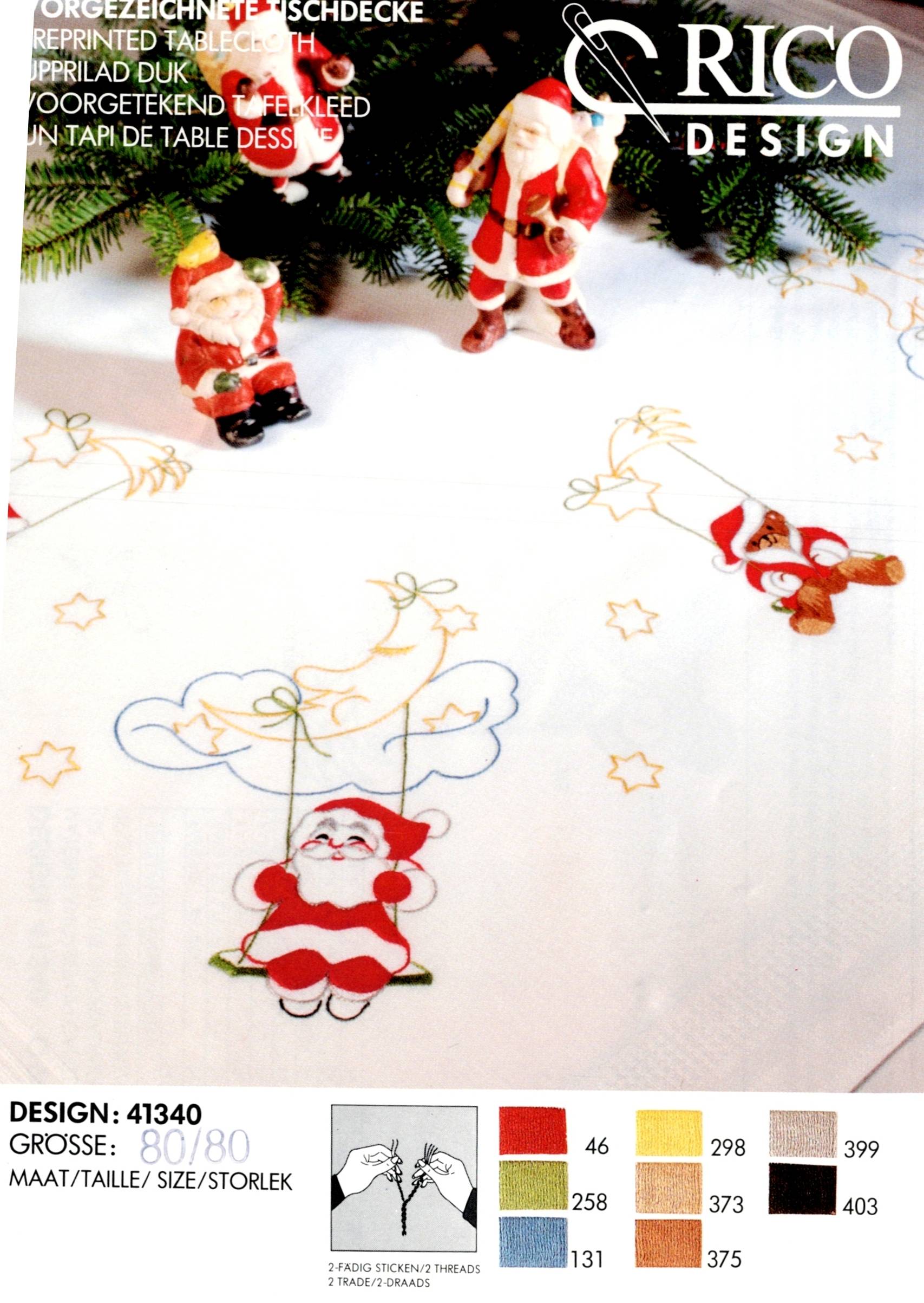 🎄 Julduk Rico 41340 - Förritad Bomullsduk 80x80cm