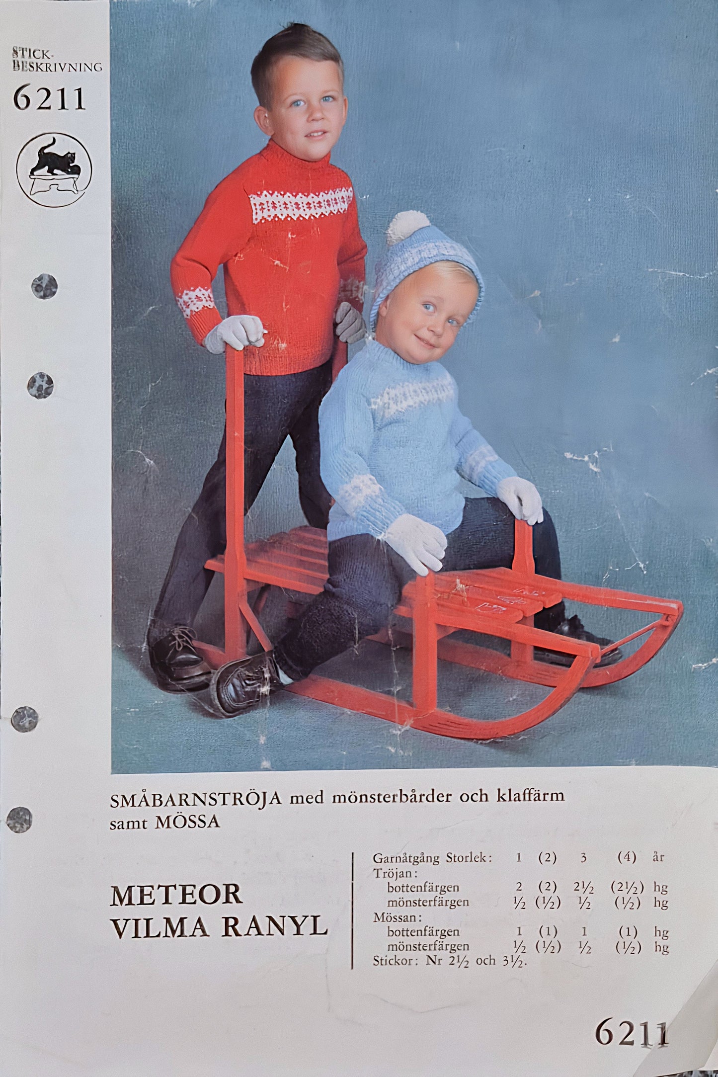 Vintage Stickmönster 6211 Marks&Katten 1960-tal - Retro Original Barnkläder