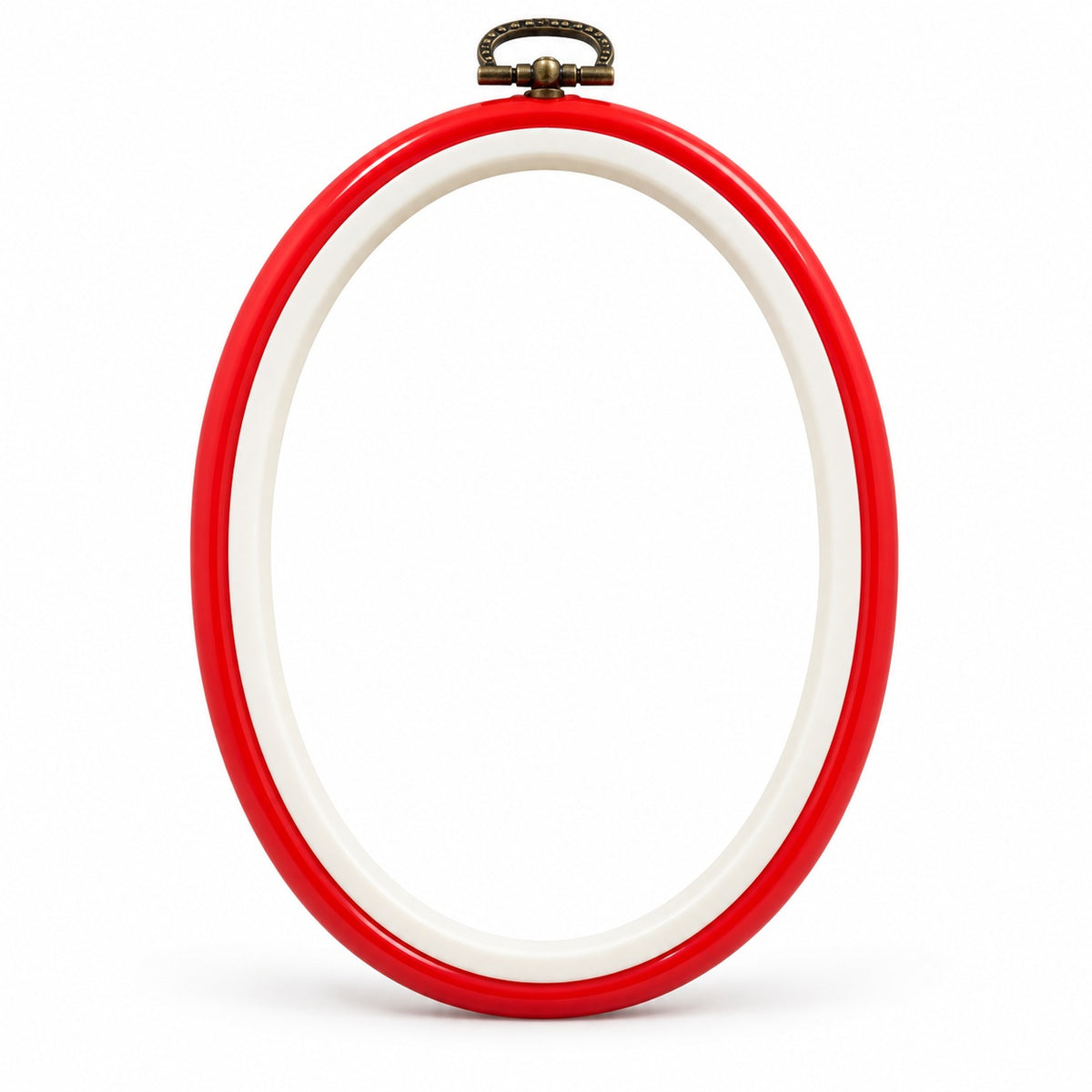 Oval flexiram för broderi – röd/vit