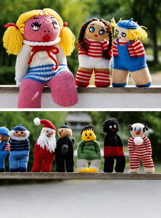 Stickade smådockor