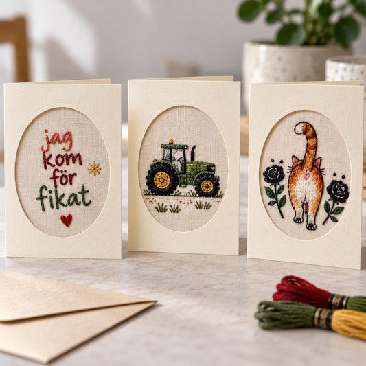 Permin Broderikort med Kuvert – Ovalt Fönster 9 × 13 cm, 3-pack