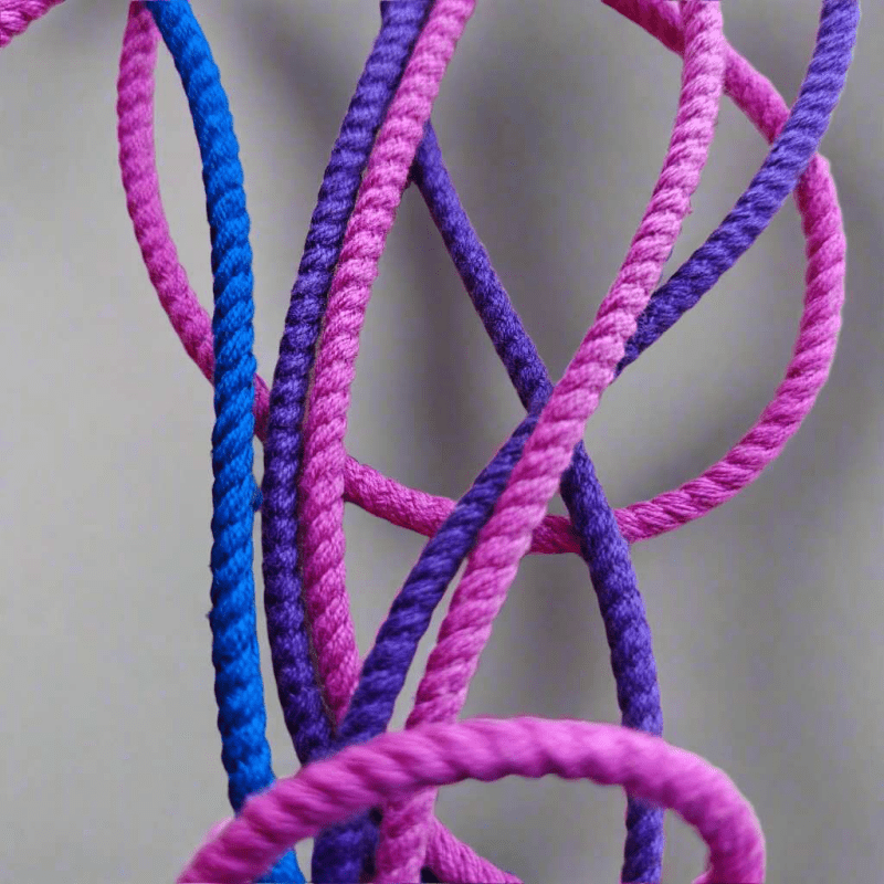 Runda Skosnören 4mm - Bomull Cerise/Kornblå/Lila - Premium Kvalitet - NavaGarn