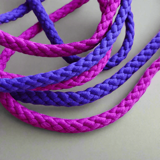 Runda Skosnören 6mm - Bomull Cerise/Lila - Perfekt för Skor & Luvtröjor - NavaGarn