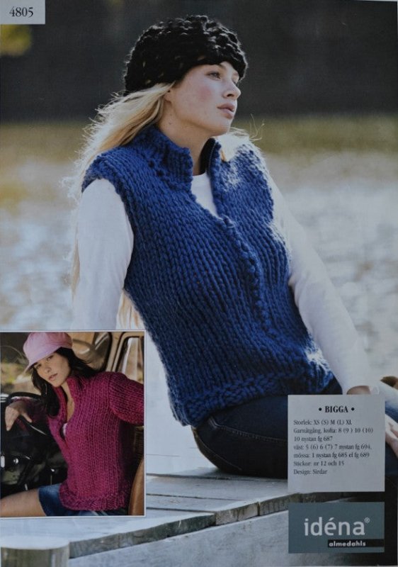 Stickmönster Damväst och mössa 4805 - NavaGarn