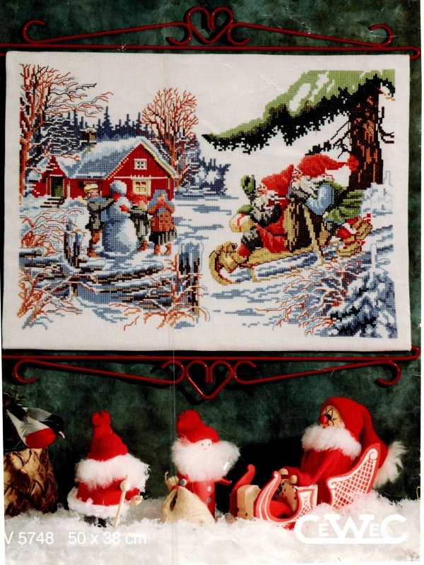 Väggbonad V5748 - Tomtebonad Korsstygn 50x38cm - NavaGarn