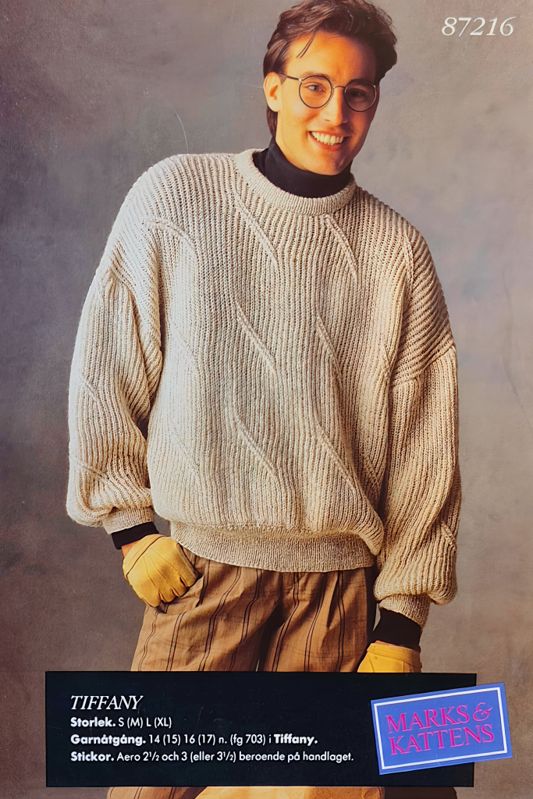 Vintage Herr Stickmönster 87216 Marks och Katten 1980 - tal - Retro Herrtröja Original - NavaGarn