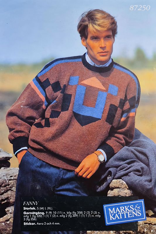 Vintage Herr Stickmönster 87250 Marks och Katten 1980 - tal - Retro Herrtröja Original - NavaGarn