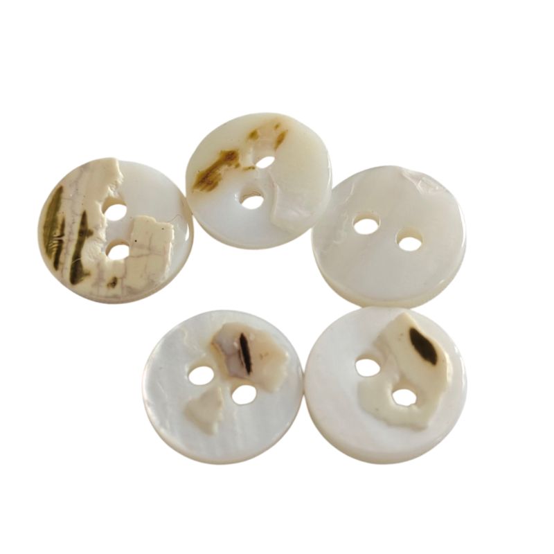 Vintage Knappar Pärlemolook 10mm - Vit/Brun 🔘 - NavaGarn