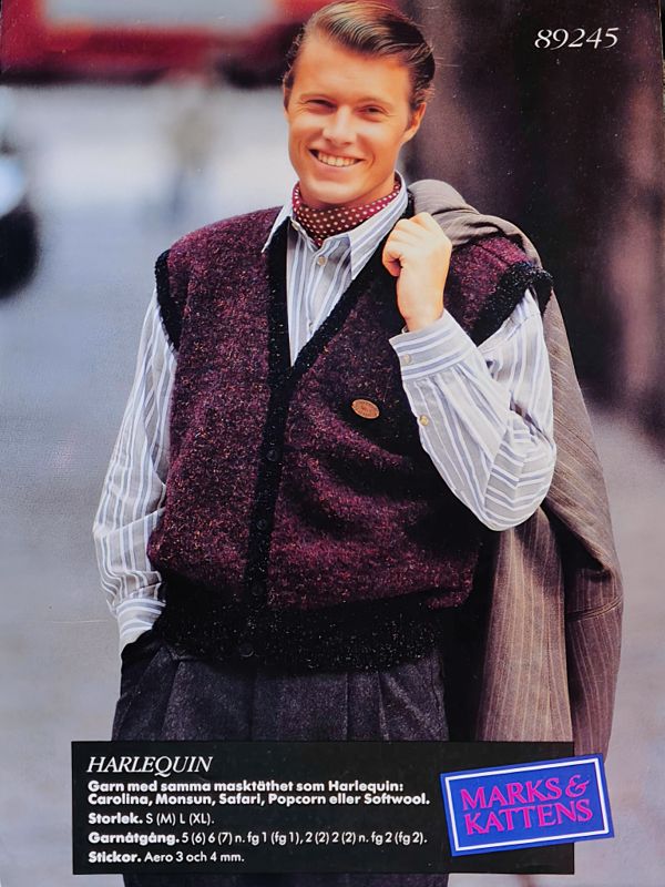 Vintage Stickmönster Herr 89245 Marks och Katten 1980 - tal - Retro Herrtröja Original - NavaGarn