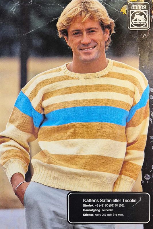 Vintage Stickmönster Herr Marks och Katten 1980 - tal - Retro Herrpullover Original - NavaGarn