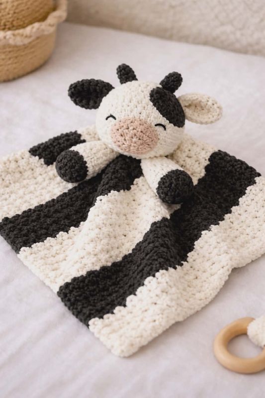 virkmönster ko babyfilt amigurumi